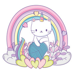 Unicorn cat cartoon vector design