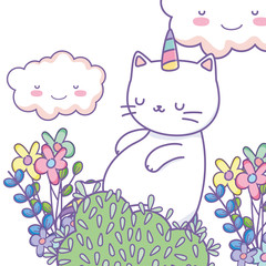 Unicorn cat cartoon vector design