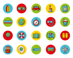 bundle of travel vacations holidays icons