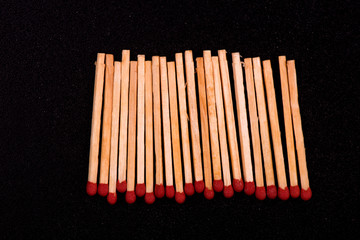 matches on a black background
