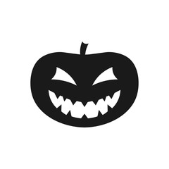 Pumpkin icon. Black silhouette. Vector drawing. Front view. Isolated object on a white background. Isolate.