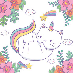 Unicorn cat cartoon vector design © Stockgiu