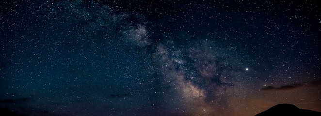Panorama of Milky Way in Durmitor in Montenegro, Europe