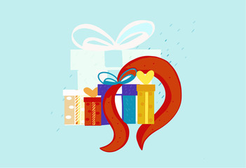 Presents isolated  on blue background. Vector illustration