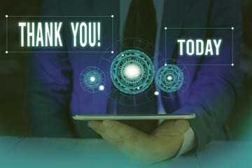 Word writing text Thank You. Business photo showcasing polite expression used when acknowledging...