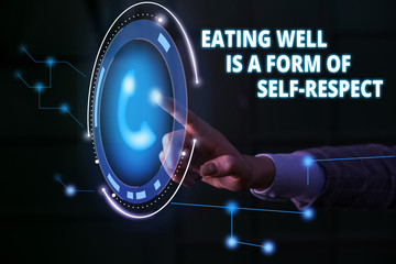 Handwriting text Eating Well Is A Form Of Self Respect. Conceptual photo a quote of promoting...