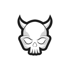 Skull icon. Skull with horns logo design template