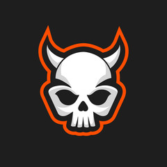 Skull icon. Skull with horns logo design template