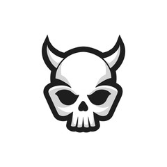 Skull icon. Skull with horns logo design template