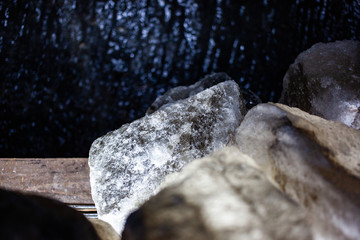 salt crystals details in underground salt mine
