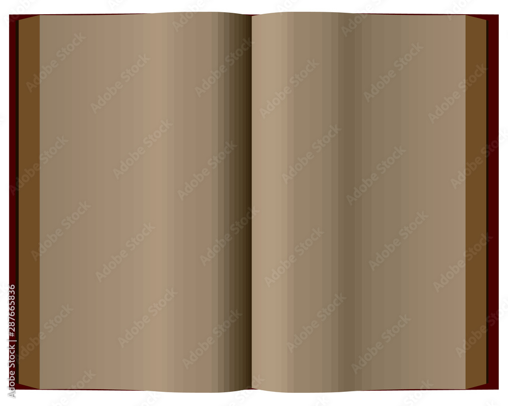 Poster vector illustration of an open book with blank pages. view from above. template with a book. 3d. vec