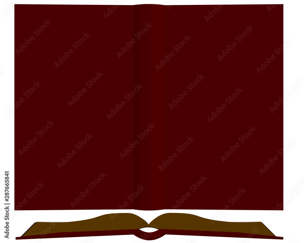 Poster vector illustration of an open book with a blank cover. top view and side view. template with a book