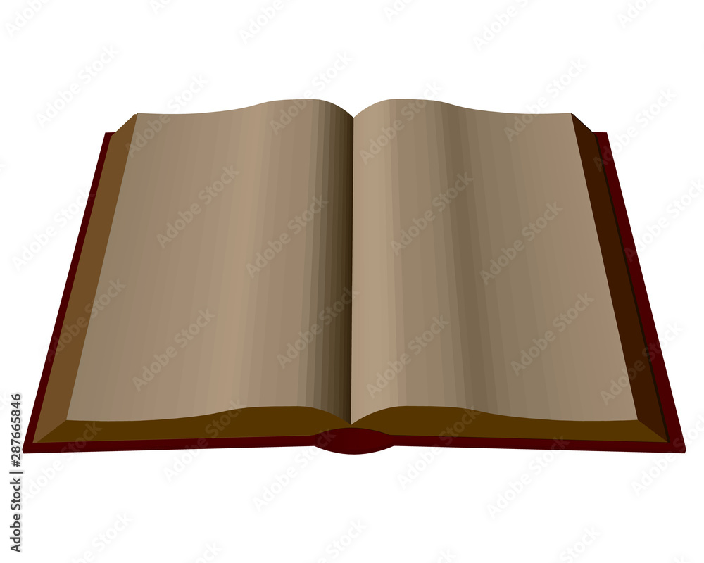 Poster vector illustration of an open book with blank pages. view isometric. template with a book. 3d. vect