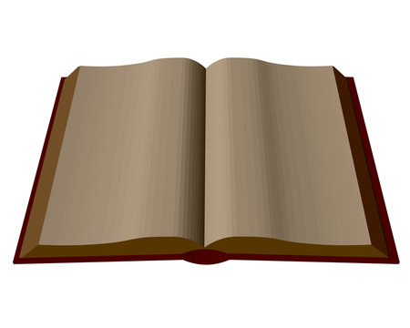 Vector illustration of an open book with blank pages. View isometric. Template with a book. 3D. Vector illustration.