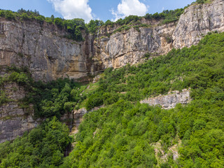 Waterfall in the rocks in Bulgaria. Vazova trail waterfall