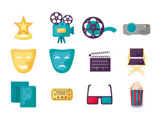 set icons of cinema film