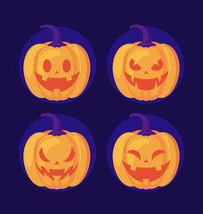 set of pumpkins traditional halloween