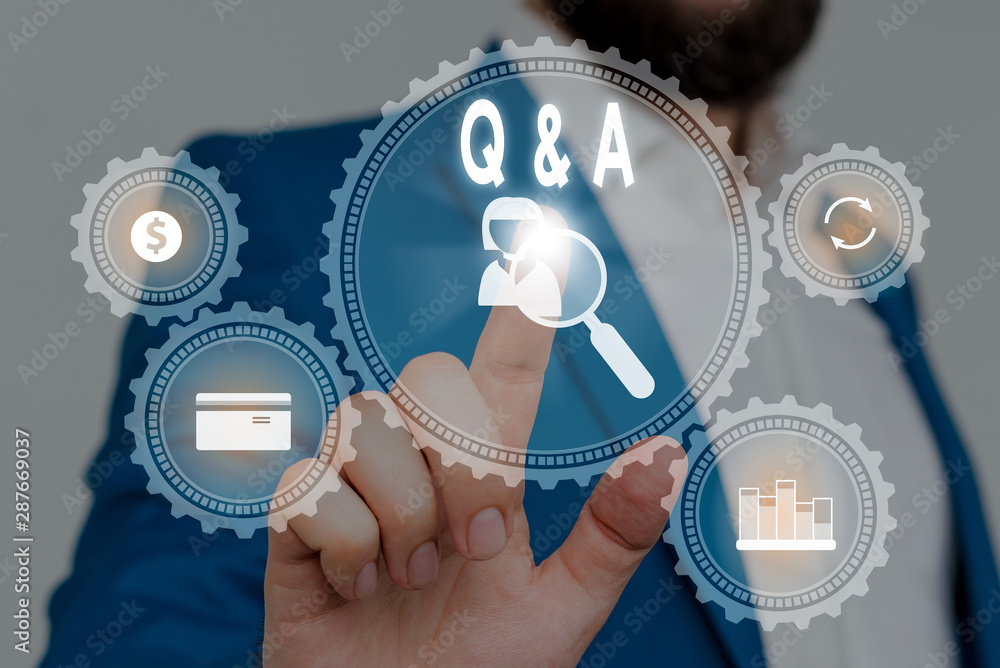 Poster conceptual hand writing showing q and a question. concept meaning in which demonstrating asks questi