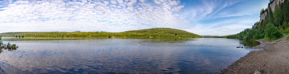 Rocks "stone Vetlan", on the banks of the river Vishera. Krasnovishersk, Perm Krai, Russia