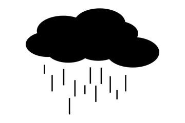 The black clouds and lots of rain have a white background.