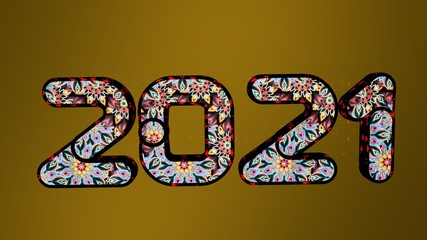 2020 typography on a golden background.