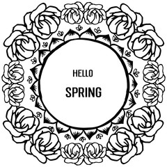 Crowd of wreath frame, space for text, lettering greeting card of hello spring. Vector