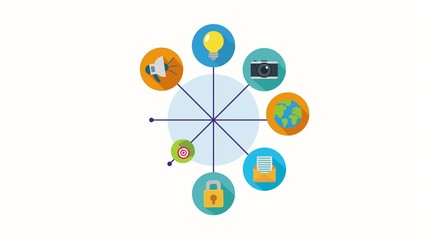 social media marketing set icons animation - Powered by Adobe