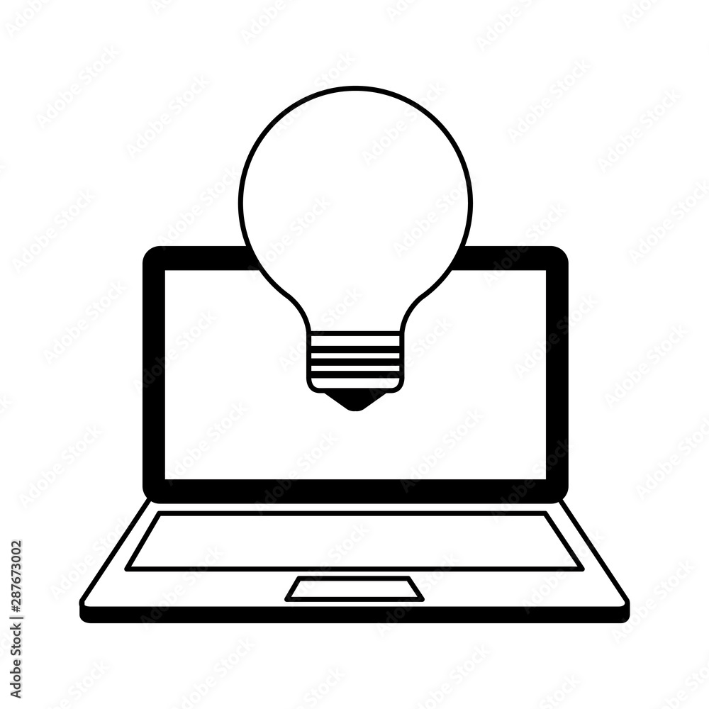 Sticker laptop computer with bulb light idea