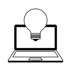 laptop computer with bulb light idea