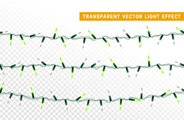 Christmas lights, Xmas decorations glowing green and white garlands.