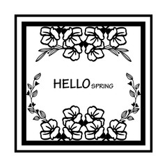 Floral border decorative frame, for banner design hello spring. Vector