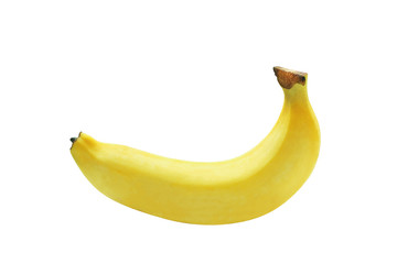 One bananas isolated on white background with clipping path..