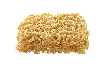 Uncooked Instant noodles, isolated on white background.