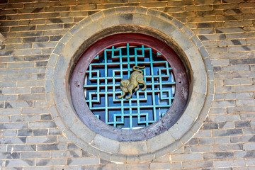 A partial feature of ancient Chinese architecture, Dagushan Temple, Dandong City, Liaoning Province, China