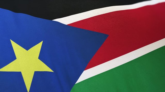 South Sudan national flag seamlessly waving on realistic satin texture 29.97FPS