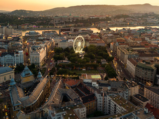 Budapest downtown cityscape from aerial view