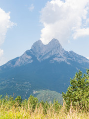 Fototapeta premium Massif and mountain peak El Pedraforca. It is one of the most emblematic mountains of Catalonia, Spain.