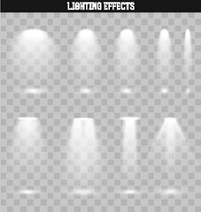 Set light effect. Ies light from the projector realistic isolated. Ies lighting. Photometric light. Target light. Spotlight realistic effect. Isolated lighting effects. - obrazy, fototapety, plakaty