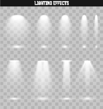 Set light effect. Ies light from the projector realistic isolated. Ies lighting. Photometric light. Target light. Spotlight realistic effect. Isolated lighting effects.