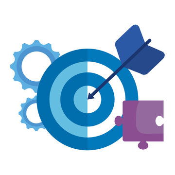 target arrow success with gears and puzzle