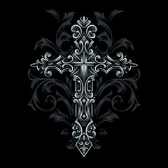 cross gothic syle vector ornament