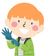 Kid Boy Wear Gloves Illustration