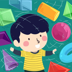 Kid Boy Virtual Shapes 3D Illustration