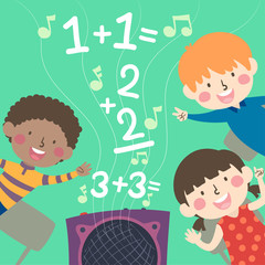 Kids School Rhymes Math Solving Illustration
