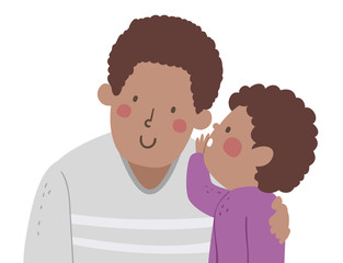 Kid Boy Black Whisper Father Illustration