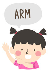 Kid Girl Naming Body Parts Arm Illustration