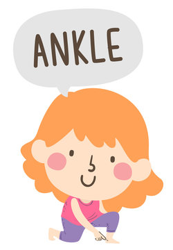 Kid Girl Naming Body Parts Ankle Illustration