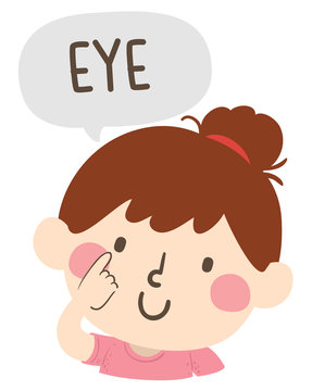 Kid Girl Naming Body Parts Eye Illustration