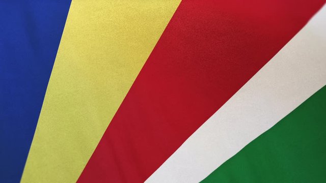 Seychelles national flag seamlessly waving on realistic satin texture 29.97FPS