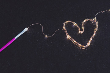 paintbrush painting with light with a set of string led lights